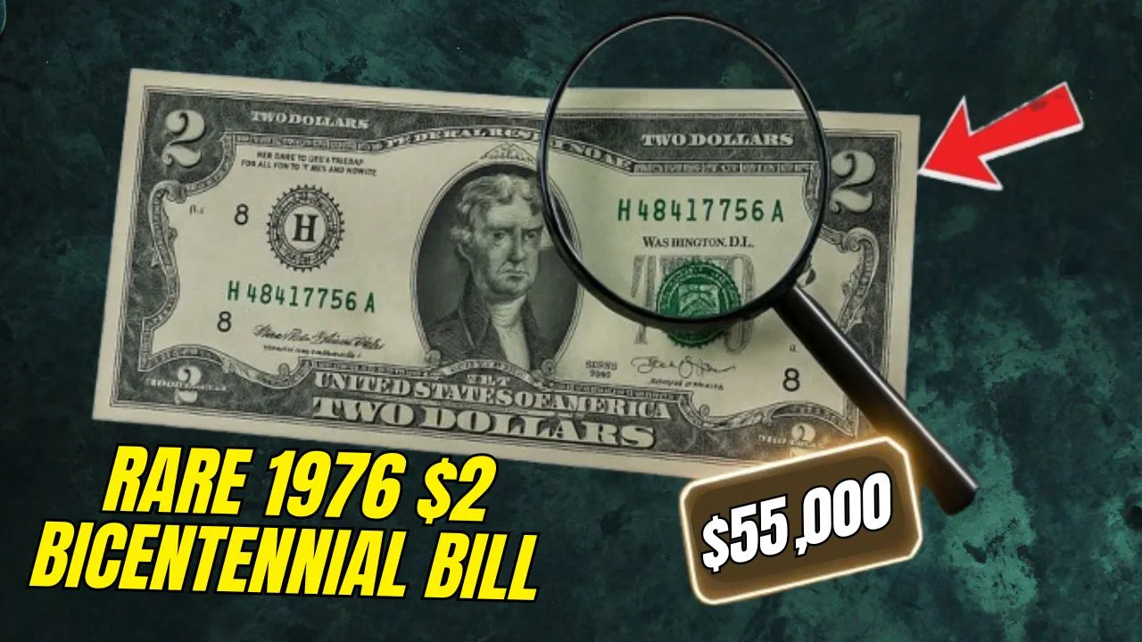 1976 $2 Bicentennial Bill With Double Print